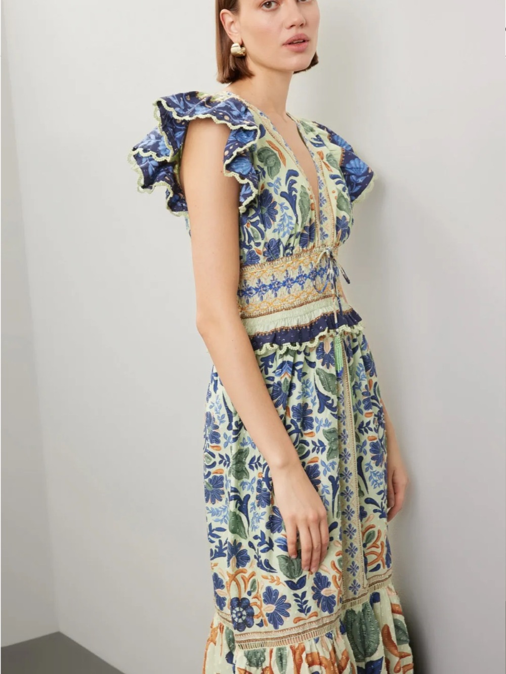 Farm Rio Ocean Tapestry Maxi Dress | Size M | Green Floral | Cotton - Picture 4 of 16